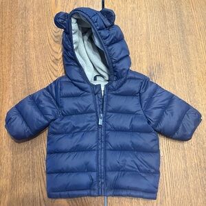 Old Navy, Navy Blue Puffer Baby Jacket with Hood and Ear Details